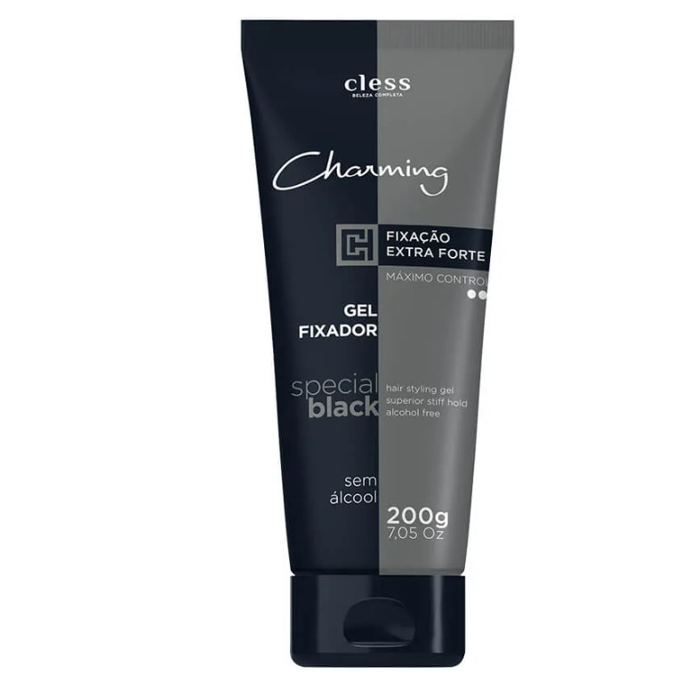 Gel Fixador Special Black Charming Cless 200g com Fixação Extra Forte e Máximo Controle para Cabelos