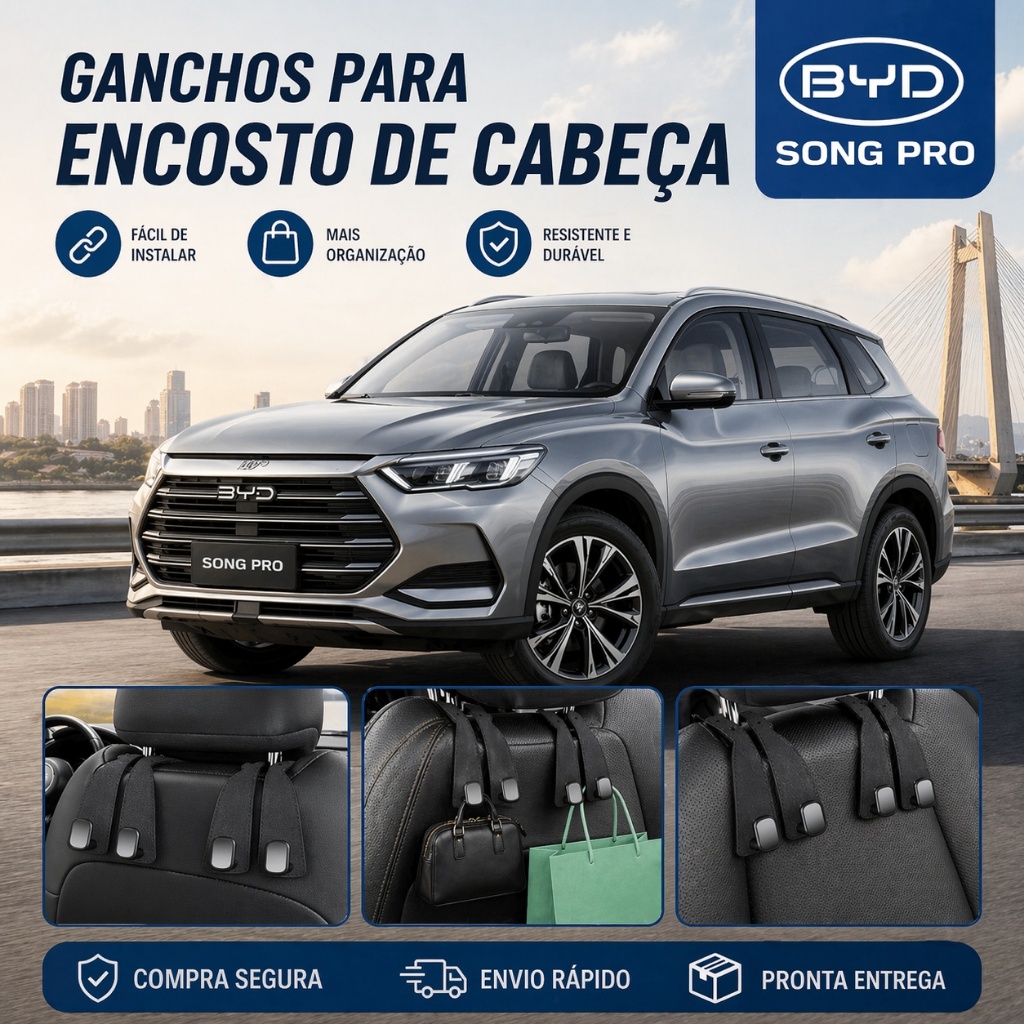 Gancho Carro Couro Organizador Para BYD Song Pro Bolsa Sacola Suporte Resistente Universal