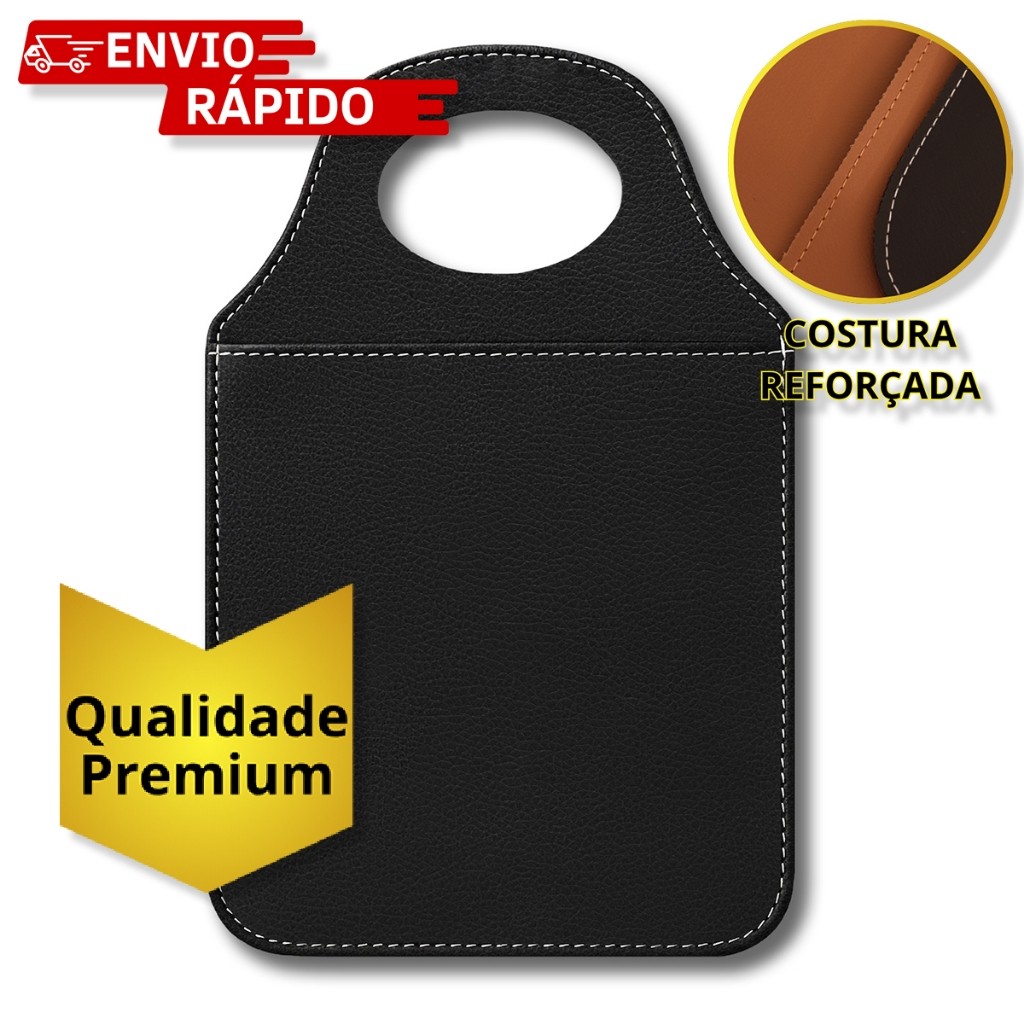 Lixeira de Carro em Couro Sintético Resistente Reforçado com Alça Porta Lixo Carro Universal Blusa