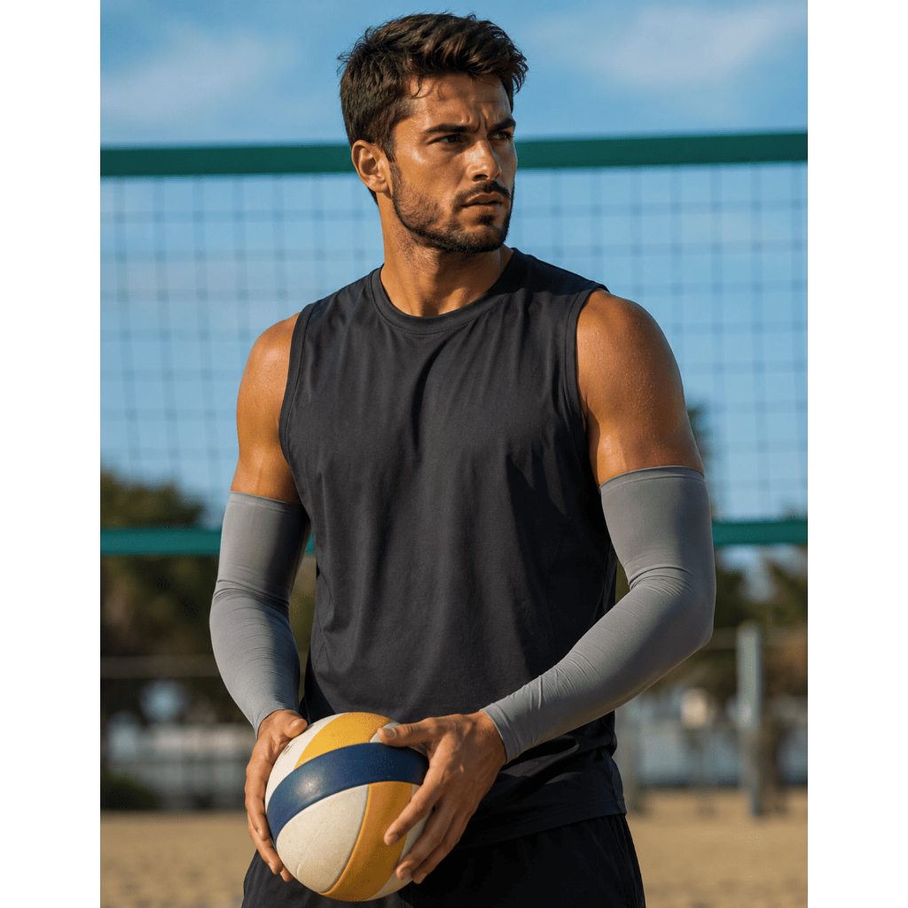 Manguito Proteção Solar Térmico Manga Longa UV Compressão Respirável Tecido Elástico Esportivo Gamer