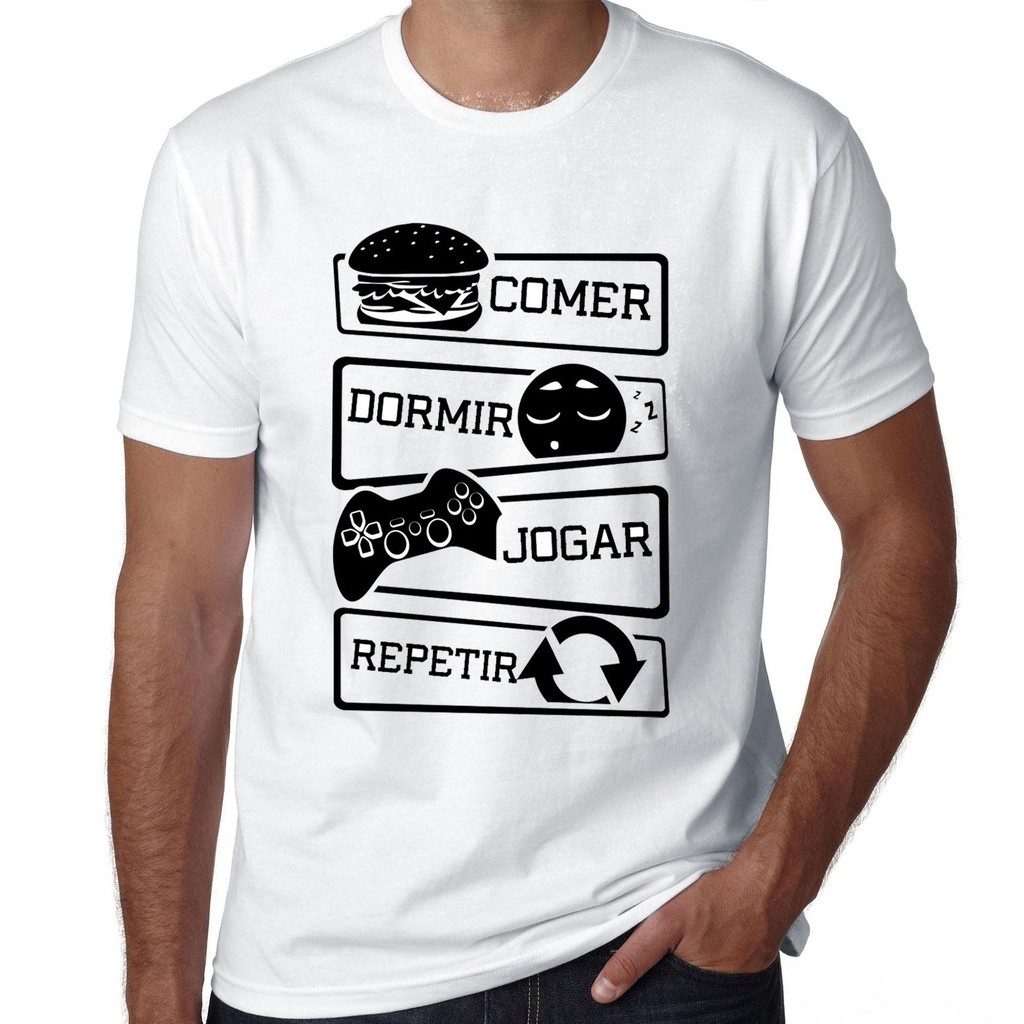 Camisa Camiseta Algodão masculina gamer branca estampa divertida tecido qualidade estampa não desbota Blusa Premium Post