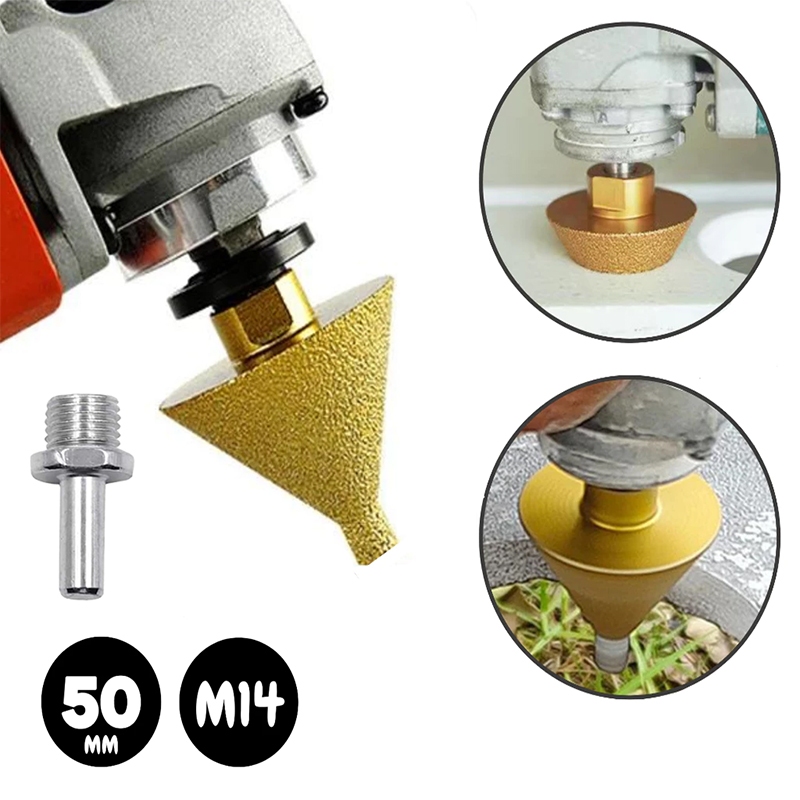 Broca De Chanfro Diamante, De Telha De Rosca M14 Abridor De Furo Cerâmica , Cone 50mm Moagem Chanfrada De