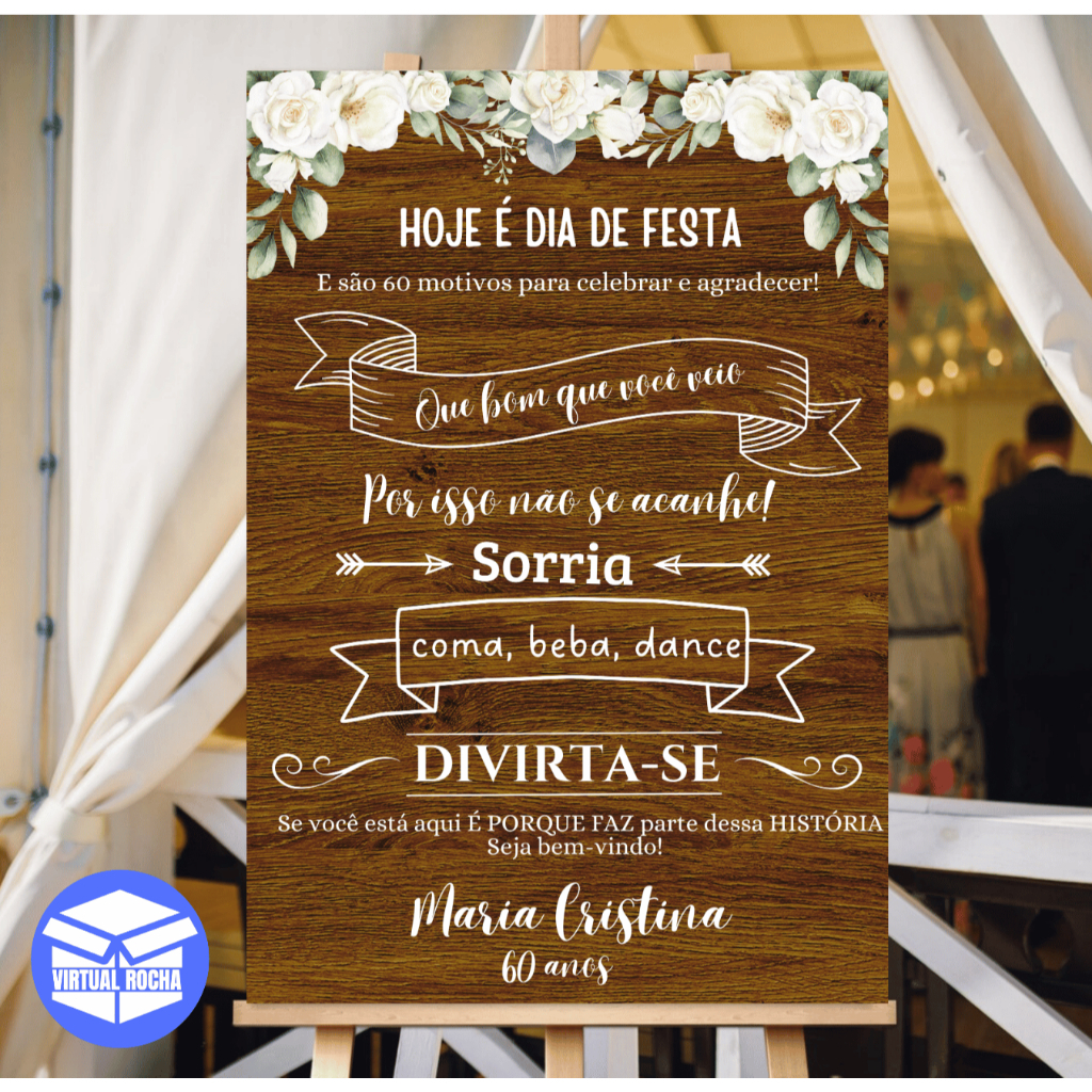 Placa Decorativa Bem-Vindo Entrada Casamento Folhagem Branca e Verde Hoje é Dia De Festa