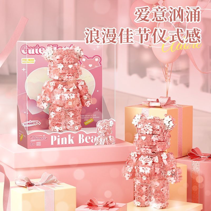 Domaka rosa urso violento dia de hoje Ruomeng romântico flor urso ornamentos Tanabata presente do dia dos namorados mont