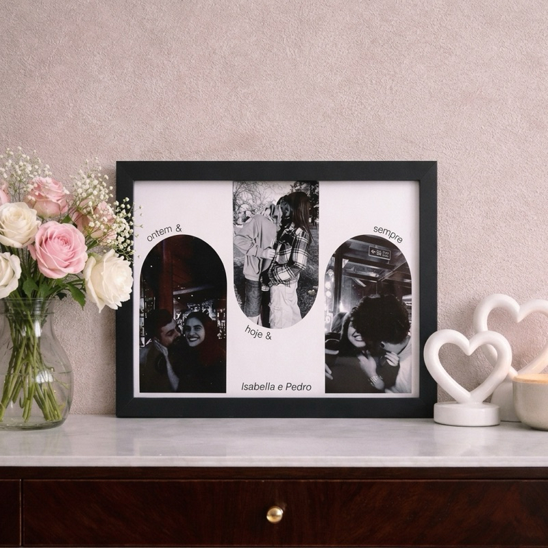 Quadro ou placa personalizada - Modelo te amo ontem, hoje e sempre - | Presente Dia dos Namorados