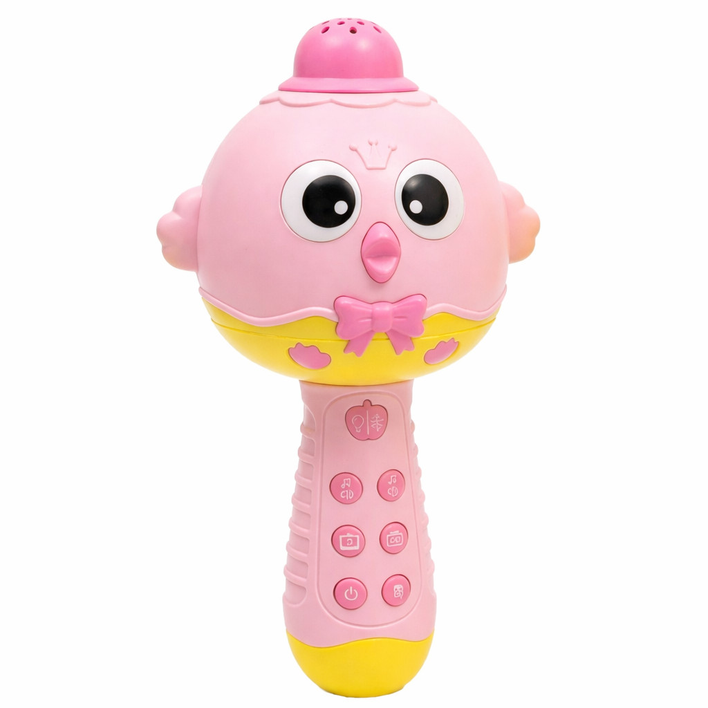 Microfone Musical Infantil Interativo com Luzes e Sons Amarelo