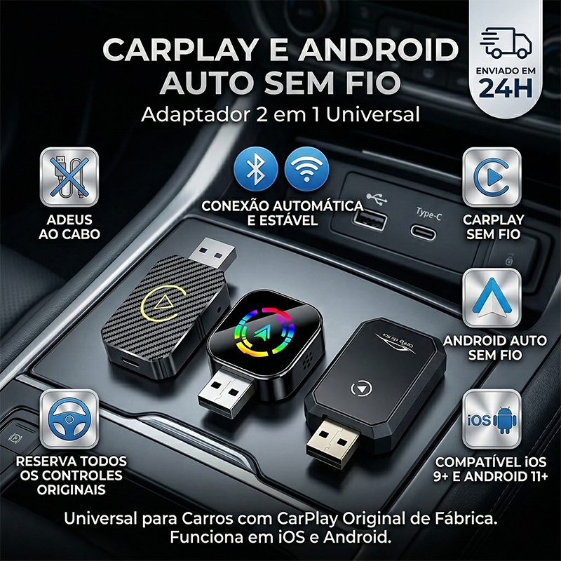 Wireless Carplay Android Auto Adapter 2 in 1 Mini Box CarPlay AI Box BT WiFi for Wired CarPlay