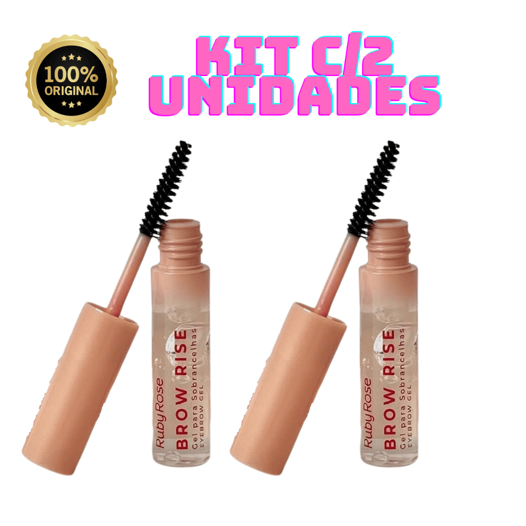 Kit 2 Brow Rise Gel para Sobrancelha Incolor Linha Rosa by Ruby Rose