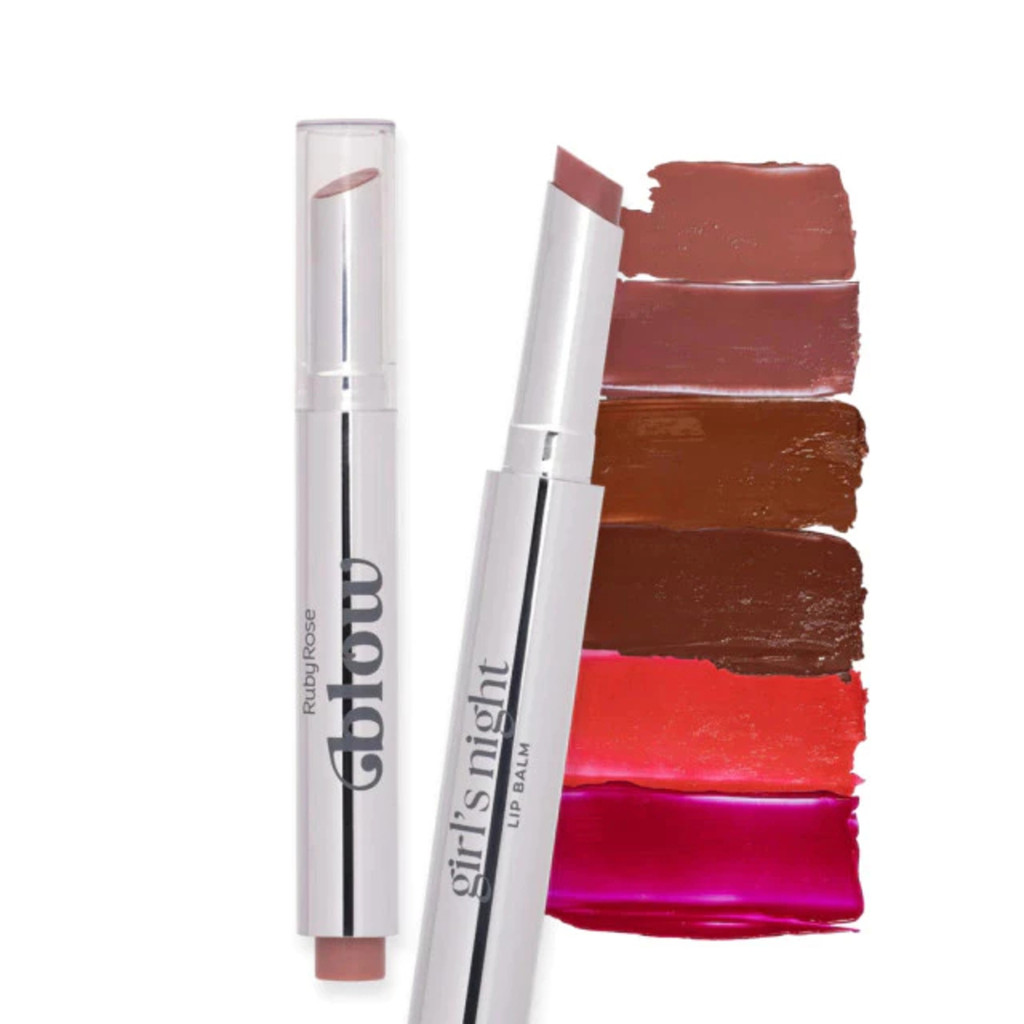 Batom Lip Balm Girl's Night Ruby Rose Linha Blow Hidratante Labial Cremoso Efeito Natural Longa Duração