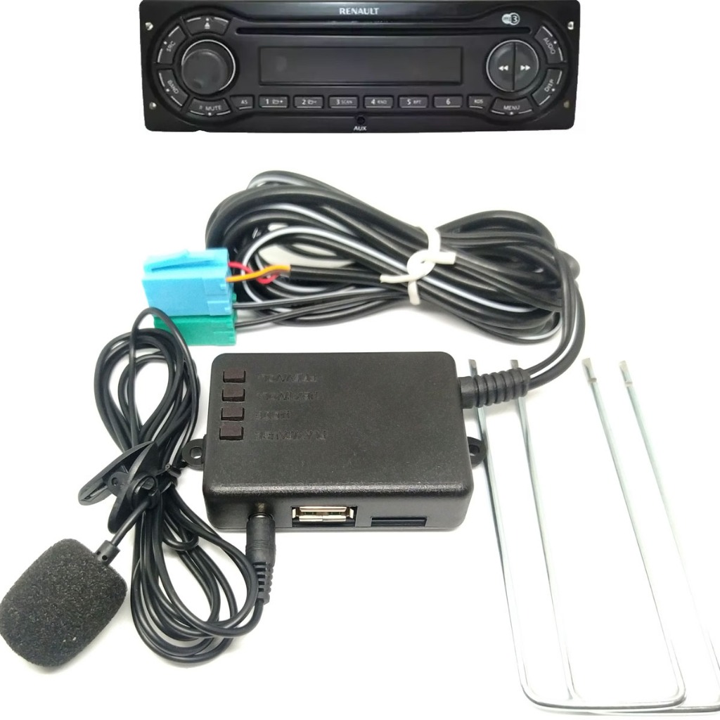 Adaptador Bluetooth do rádio original Sandero USB MicroSD MP3 comandos no aparelho e chamadas