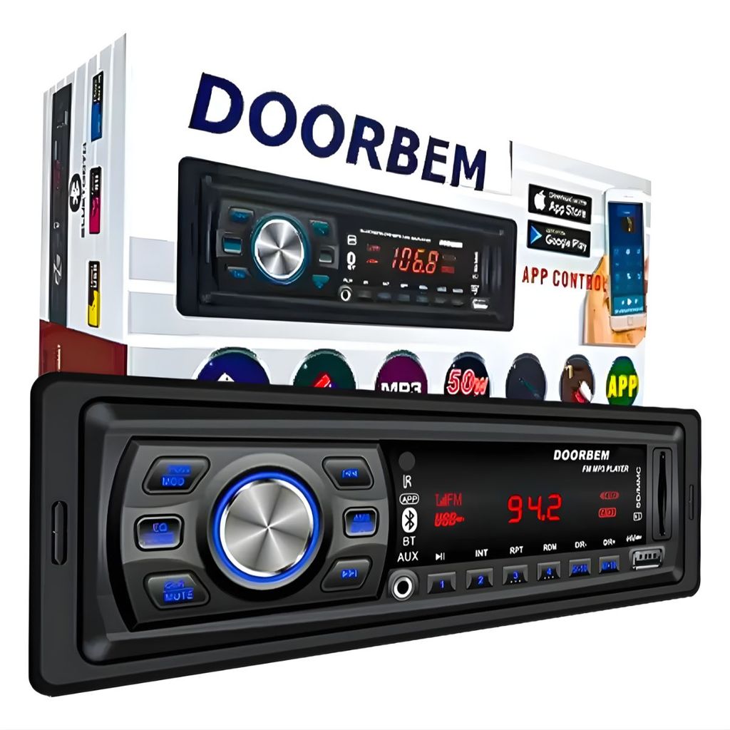 Rádio Automotivo Bluetooth Com App Mp3 Usb Cartão Sd Doorbem