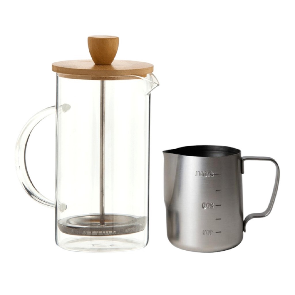 Kit Cafeteira Francesa 600ml + Jarra Barista Inox 350ml