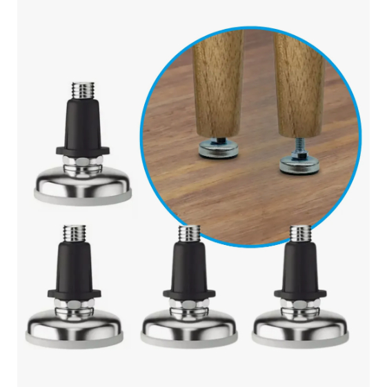 Kit 4 Sapata Niveladora 1/4 De Móveis 20mm Com Bucha Fosco