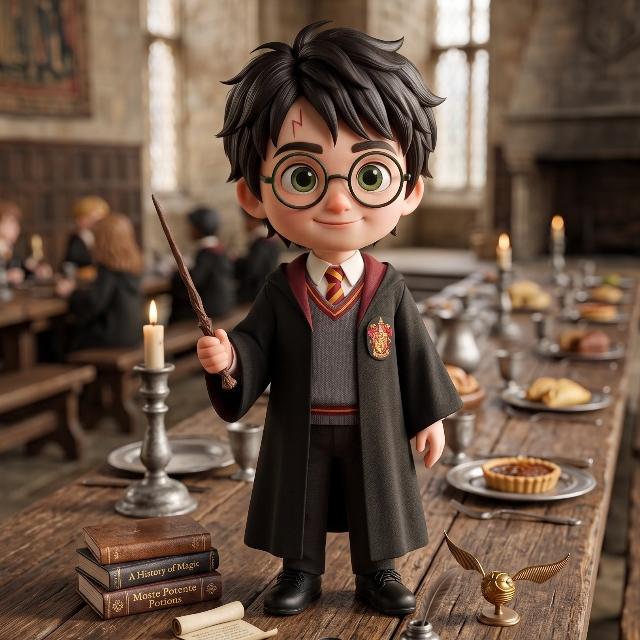 Miniatura Artística Harry Potter 10cm - Resina UV, Pintado à Mão e Envernizado