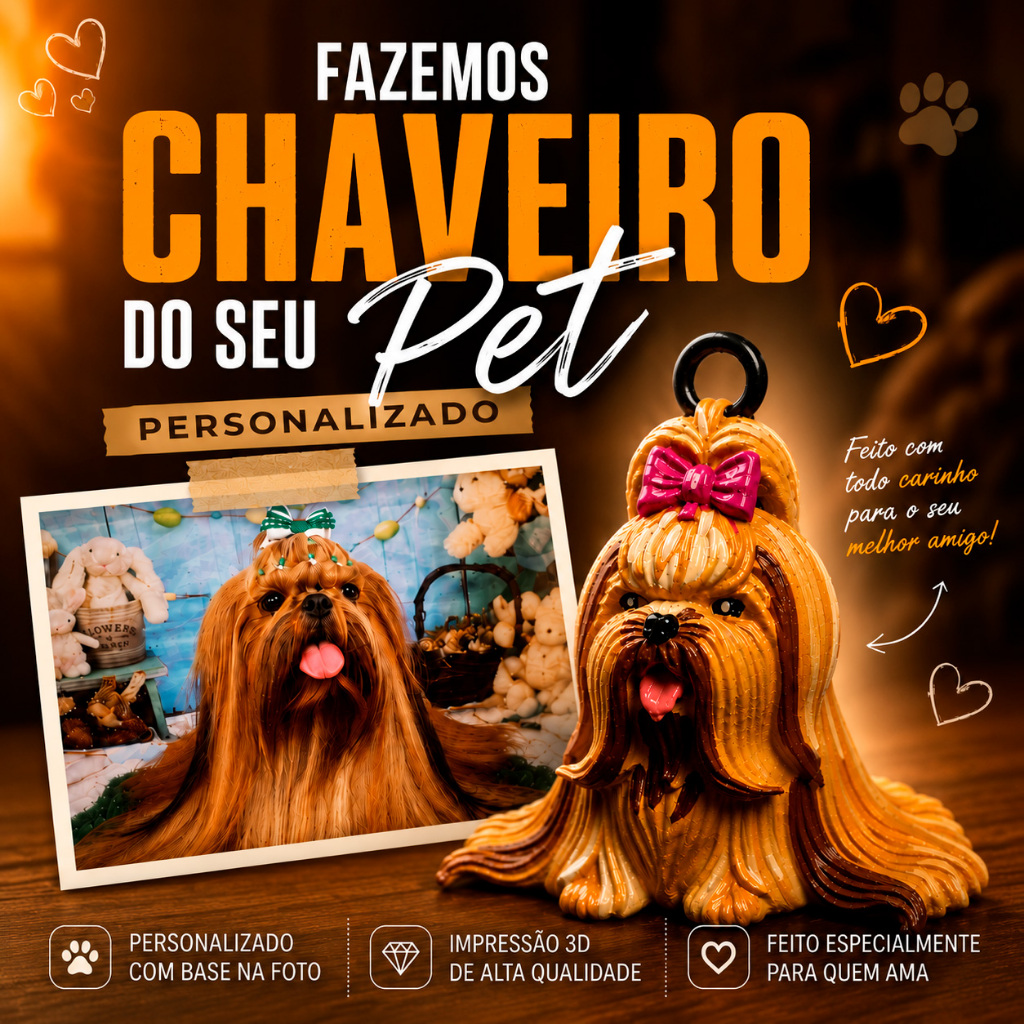 Chaveiro personalizado do SEU PET - Pintado a mão
