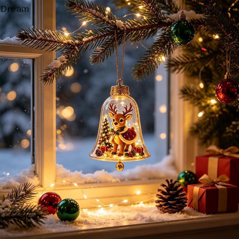 < Dream > Ornamento De Bola De Natal Iluminado Por LED Acrílico , Pingente Transparente De Papai Noel , Ideal Para Decor