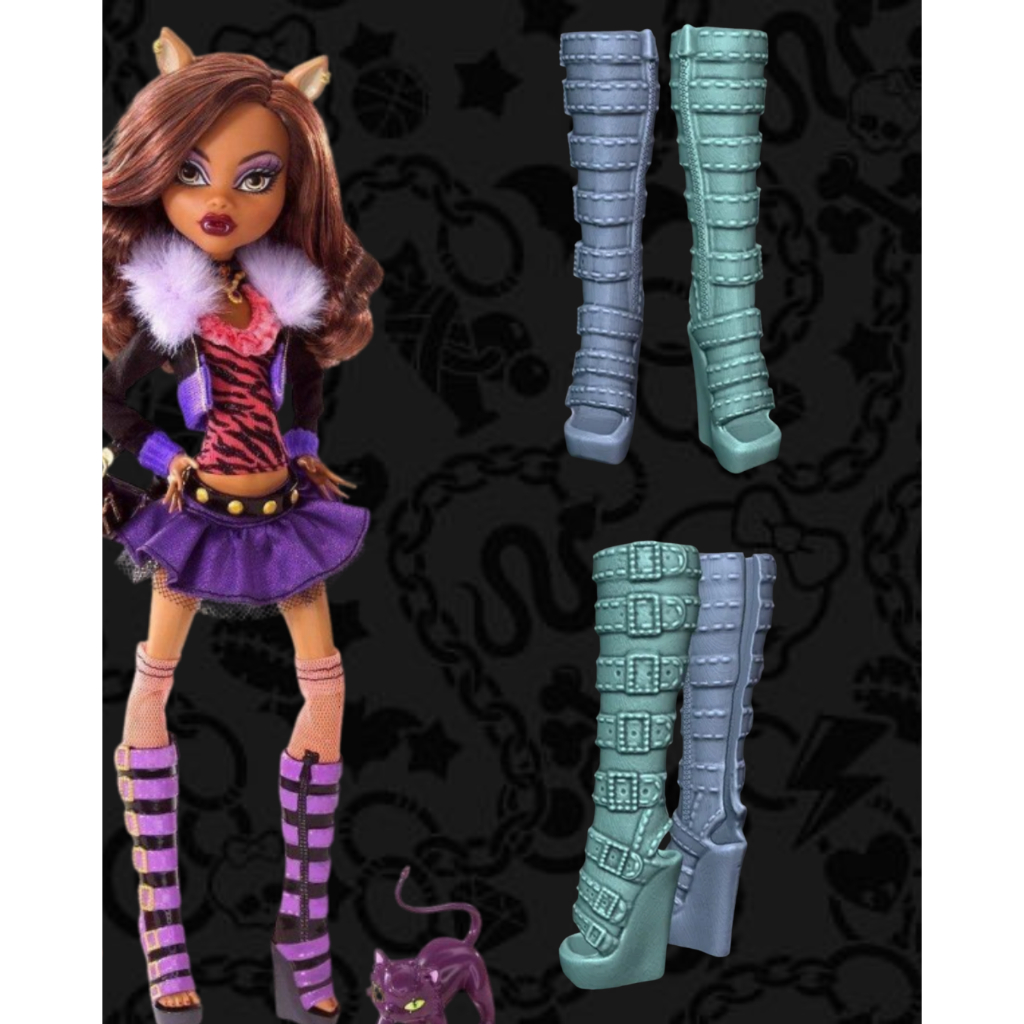 Bota Clawdeen Wolf Monster High – Acessório para Boneca | Impressão 3D | Modelo Inspirado