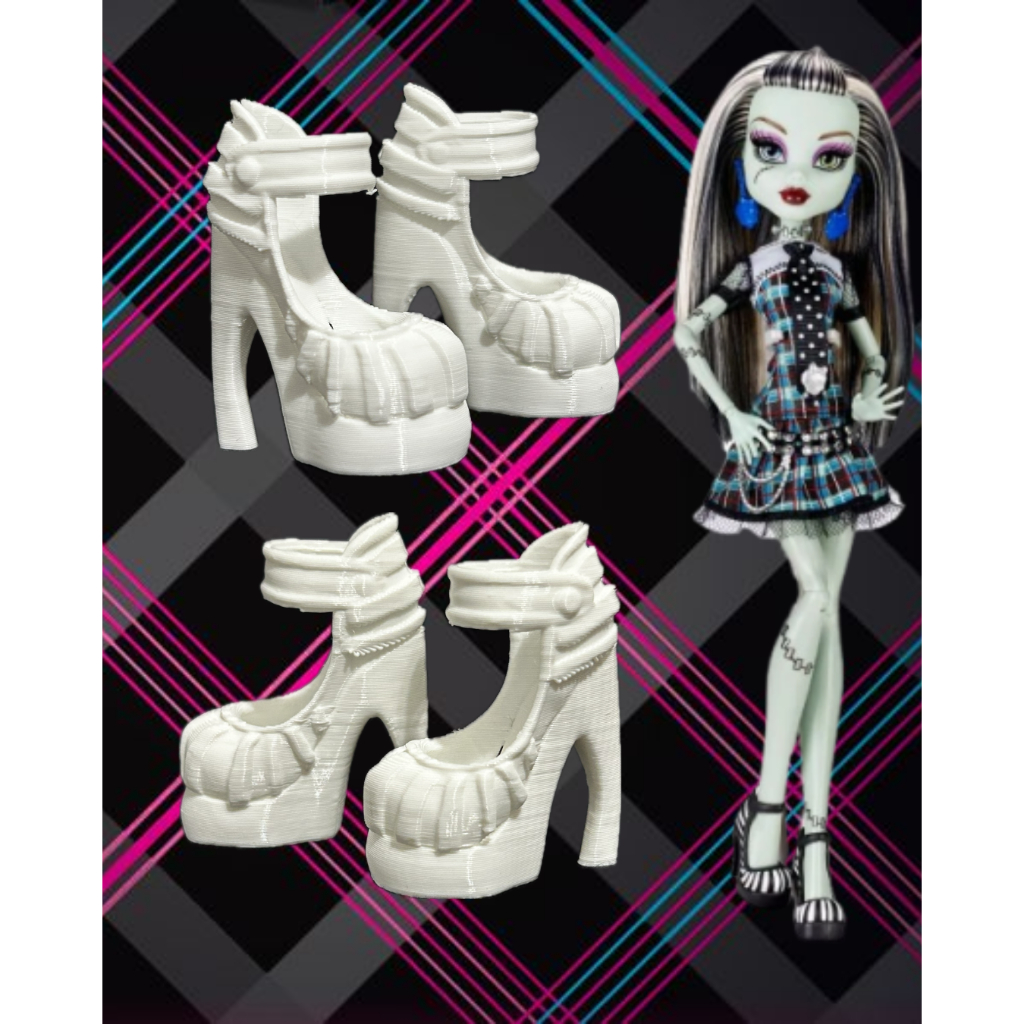 Sapato Monster High Frankie Stein Básica Inspirado | Acessório Boneca | Impressão 3D em PLA para Customização