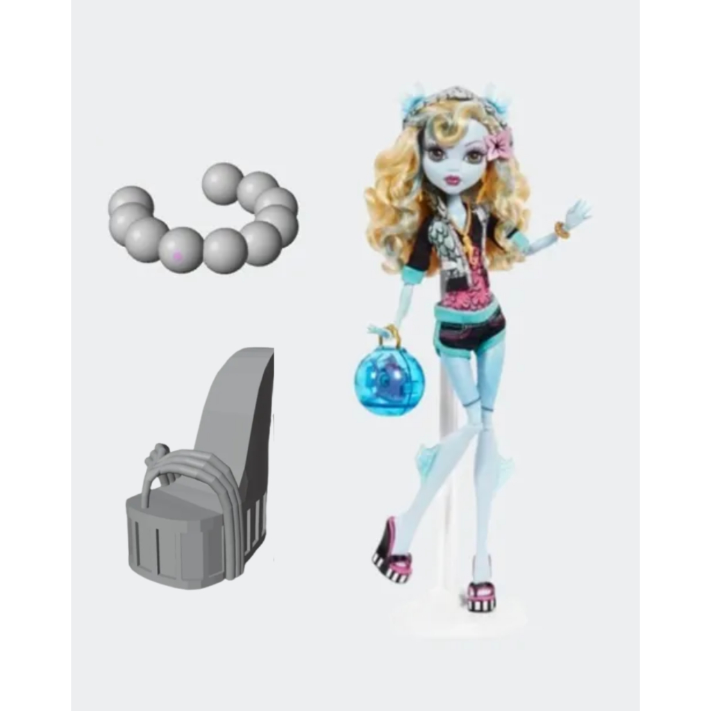 Kit Acessórios Boneca Lagoona Monster High 3D – Sapatos e Pulseira de Pérolas Branco