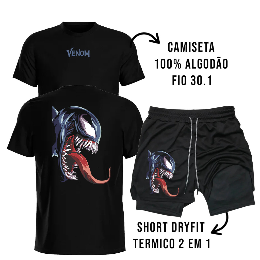 Kit Masculino Leve Camiseta de Algodão com Bermuda Dry Fit