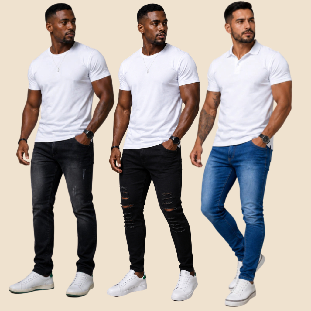 Kit de 3 Calças Jeans Masculinas | Slim Fit Com Lycra Elastano Premium | Varias Cores