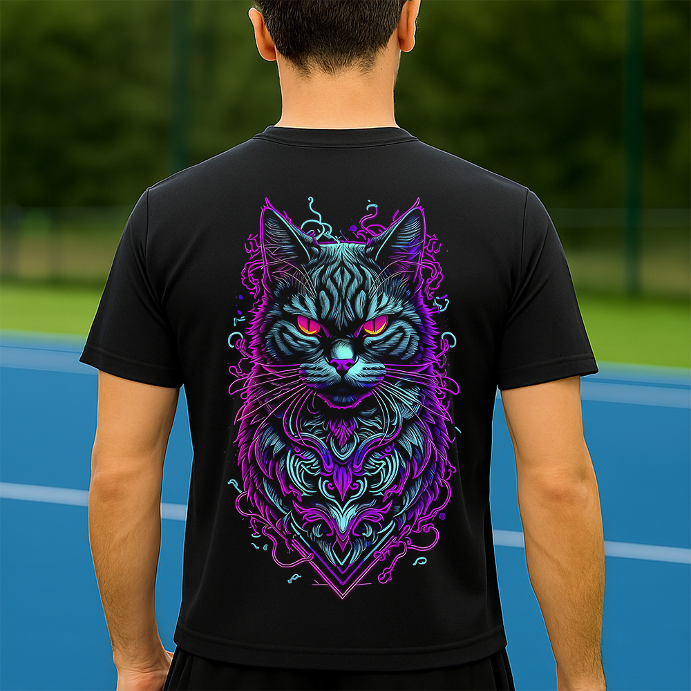 Camiseta Dry Fit Masculina Estampada Gato Roxo P ao GG Leve Respirável Academia Treino