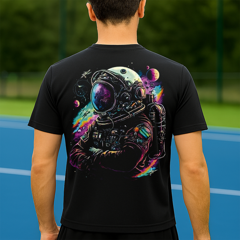 Camiseta Dry Fit Masculina Estampada Astronauta Colorido P ao GG Leve Respirável Academia Treino
