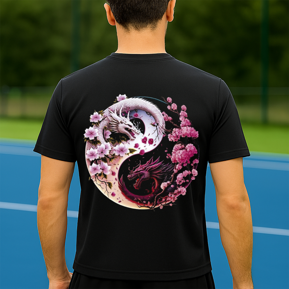 Camiseta Dry Fit Masculina Estampada Ying Yang Dragão P ao GG Leve Respirável Academia Treino