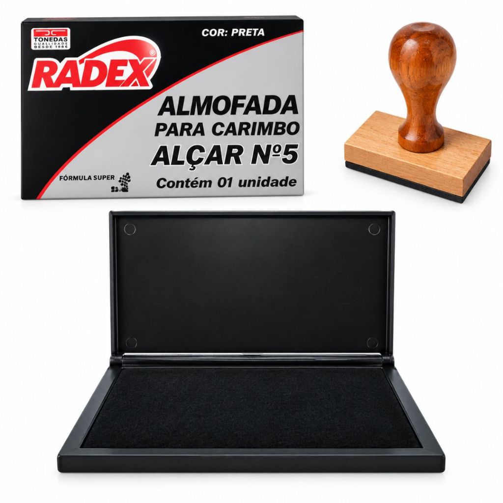 Almofada Para Carimbo Carimbeira Extra Grande 17,5cm x 18,5cm Cor Preta
