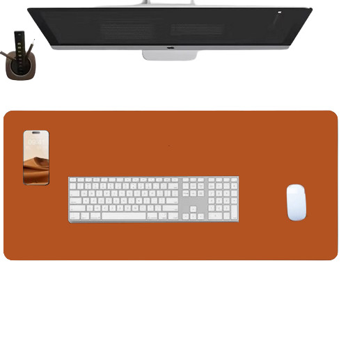 Mousepad Desk Pad Extra Grande 100x30 De Couro e apoio copo