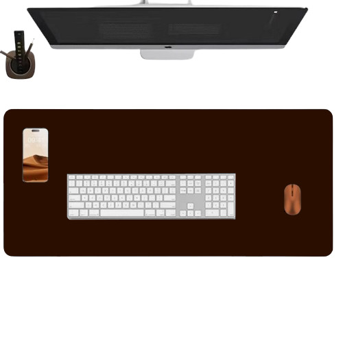 Mousepad Desk Pad Extra Grande 100x30 De Couro e apoio copo