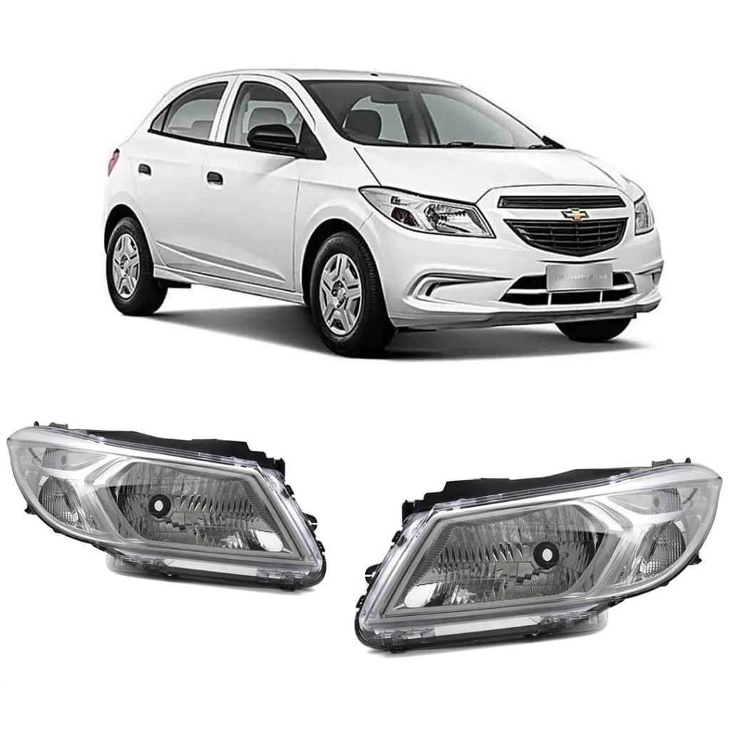 Farol Onix Prisma 2012 2013 2014 2015 2016 Mascara Cromada