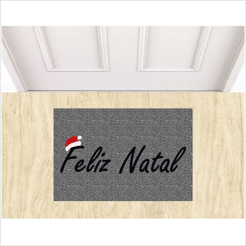 TAPETE FELIZ NATAL NA COR CINZA GORRO PAPAI NOEL. DECORAÇÃO DE NATAL PARA QUARTO, SALA, BANHEIRO
