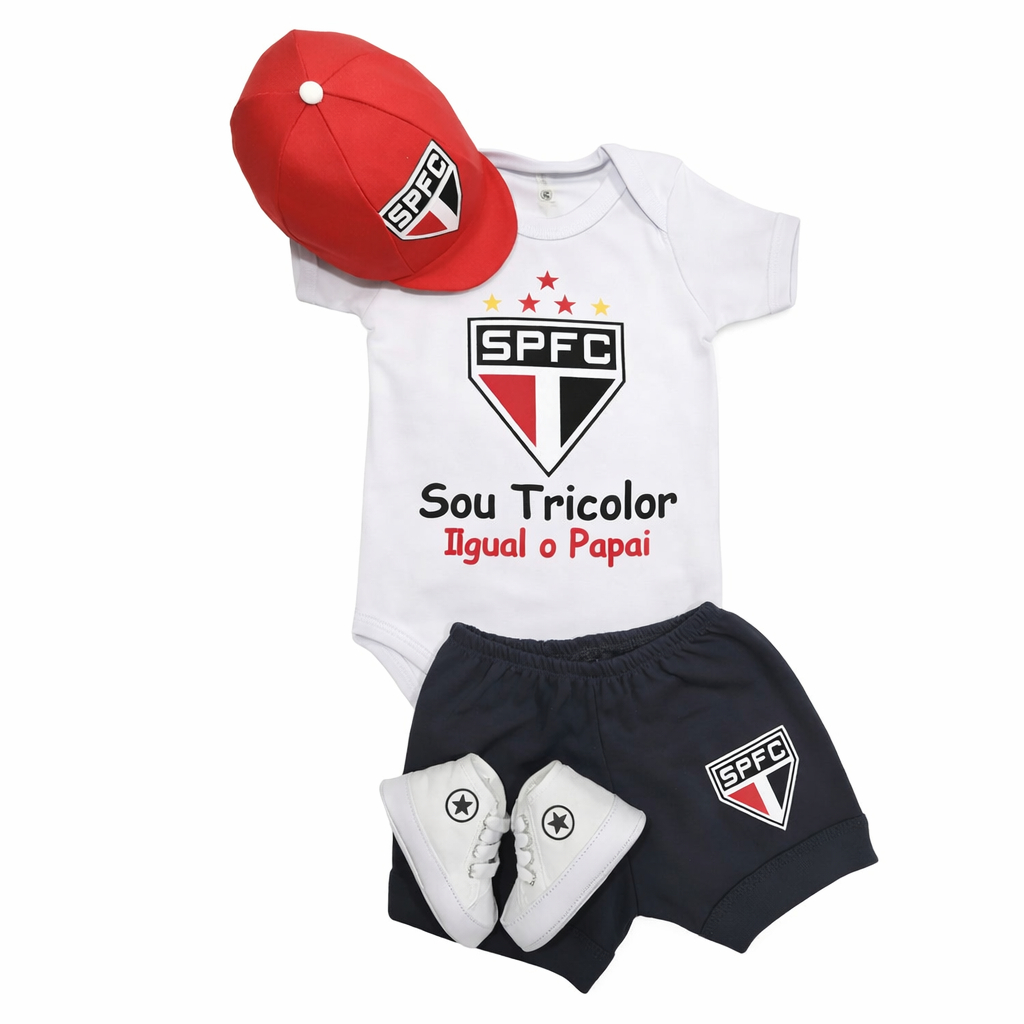 Body Bebê Tri Cores Paulista - Sou Tri Cores Igual o Papai