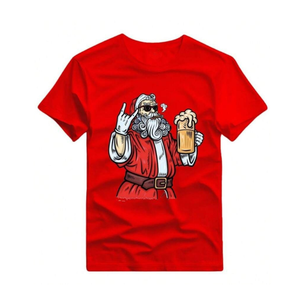 Camiseta Unissex Gola Redonda Papai Noel Vida Louca Zueira Amigos Turma Natal Cores Presente T-Shirt