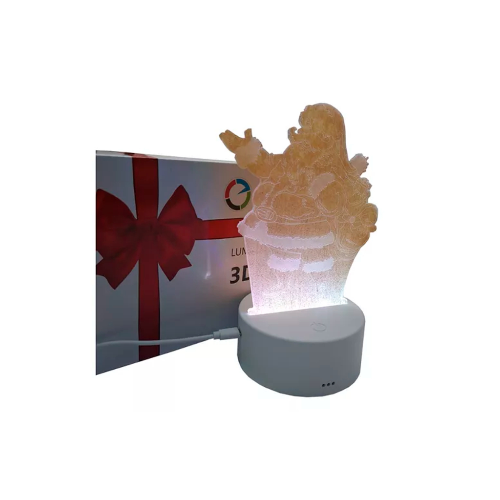 Luminaria Abajur 3d Parte Papai Noel 5v 4w Rgb 3 Cores Usb