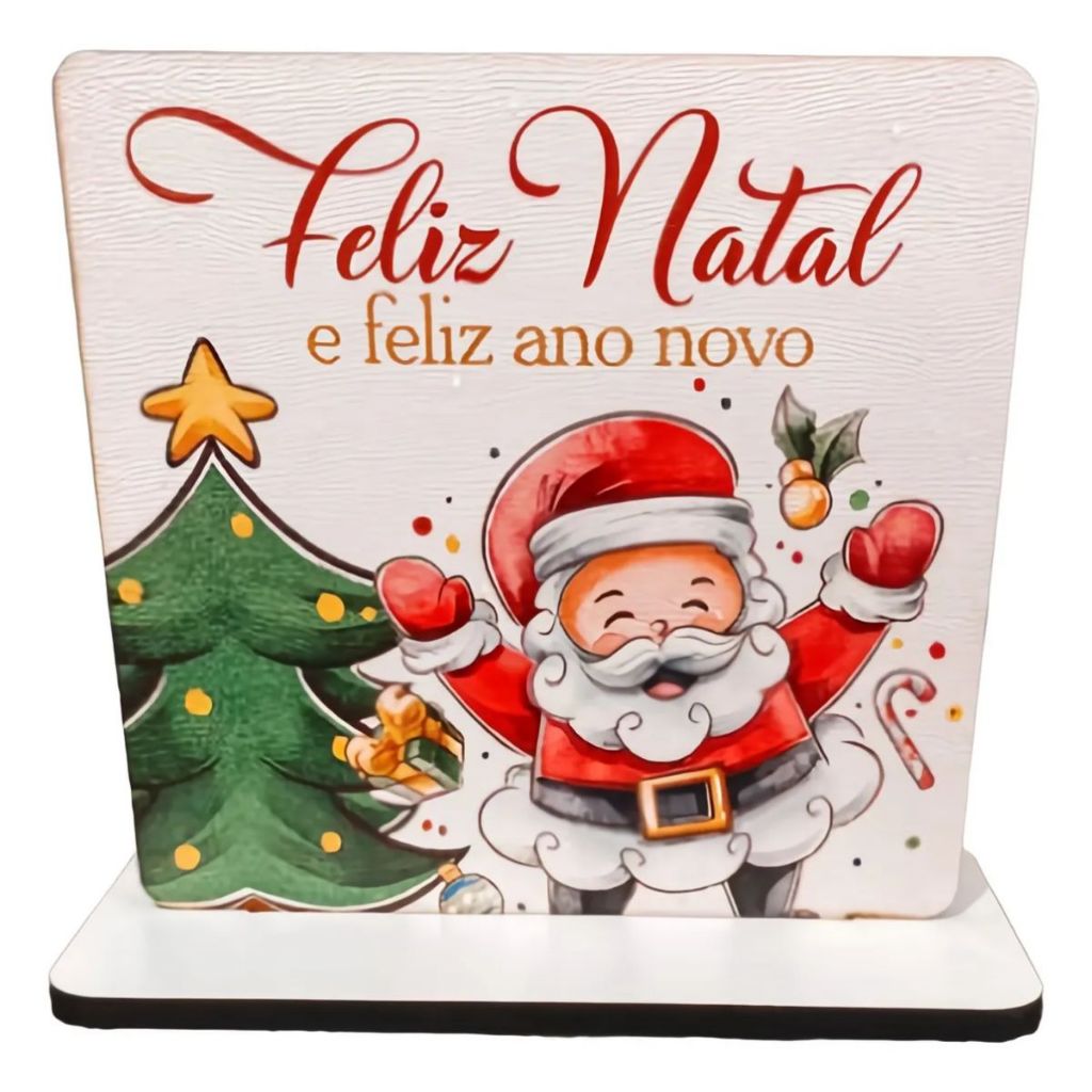 30 Lembrancinha Natal Papai Noel MDF Cor Branca Lindos Decoração Enfeite