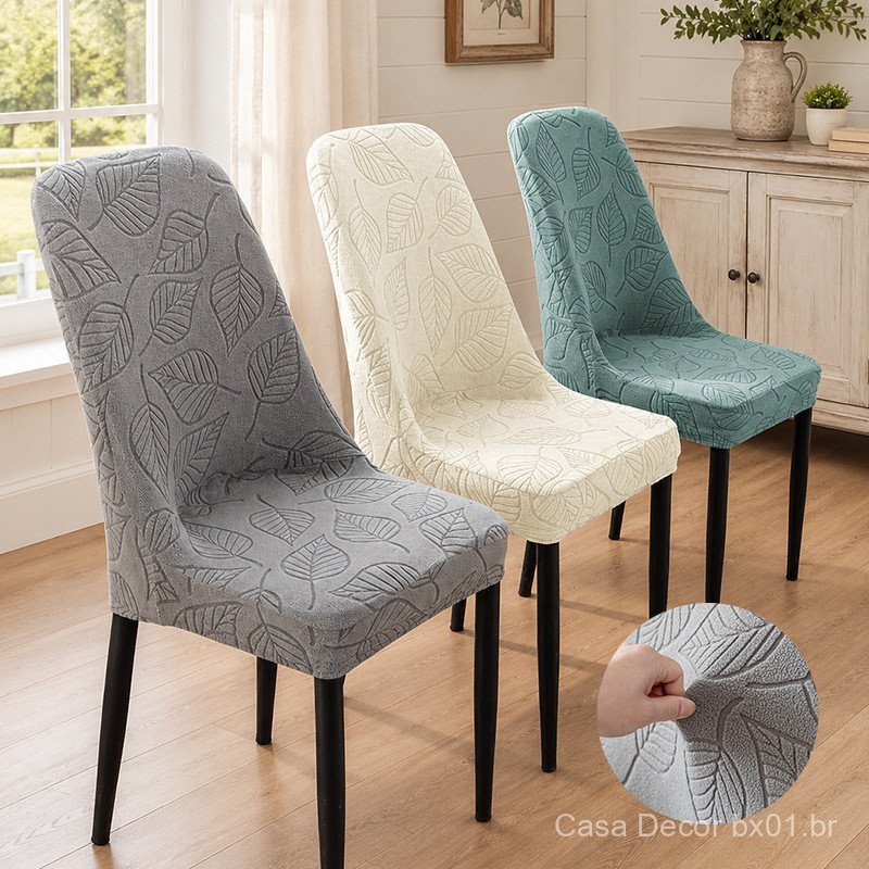 Nova capa de cadeira curvada, capa de cadeira elástica simples de meia cobertura, capa jacquard, capa de banco à prova d