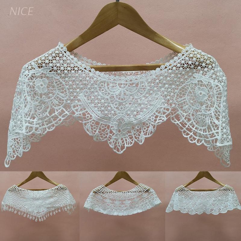 nvzhuang Women Sweet Lace Sunscreen Shawl Wrap Hollow Out Crochet Floral Wedding Dress Up Shrug Scarf Bridal Prom Party Poncho Capelet