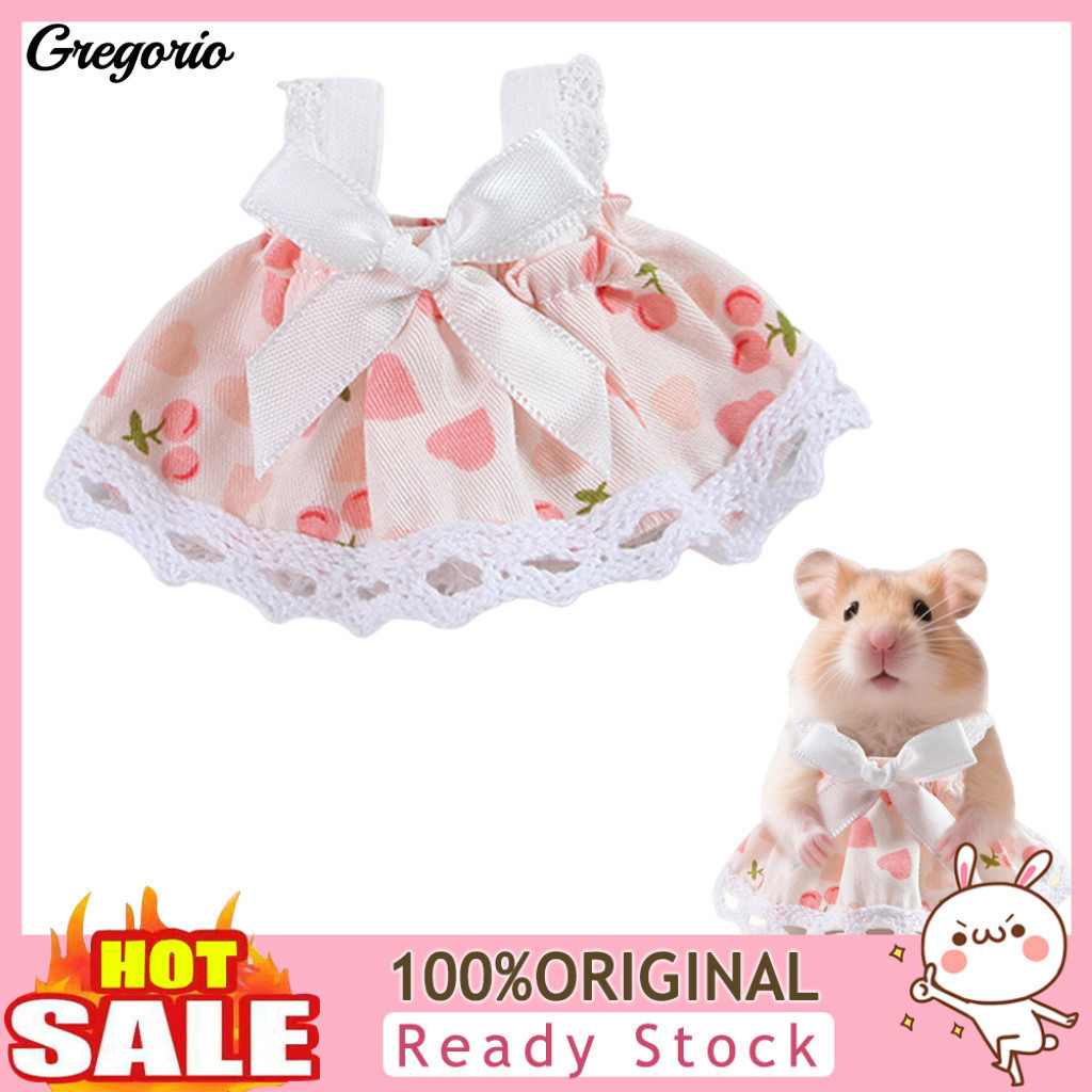 Cute Hamster Clothes Sweet Color Pet Dress Printed Summer with Lace Trim and Bow – Vest Outfit for Hamsters Guinea Pig