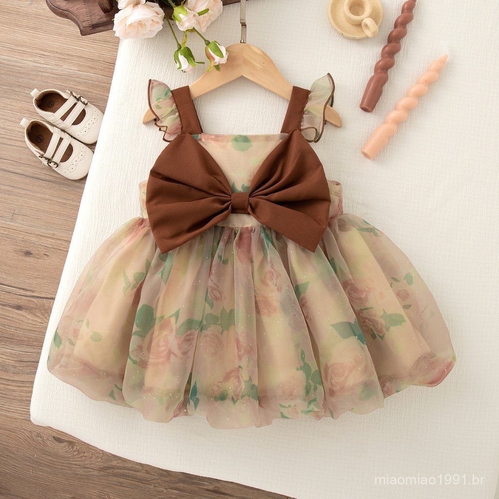 Summer New Princess Style Baby Girl Dress, Sweet Bow Children'S Sleeveless Clothes Suitable For Birthday Parties (9 Mont