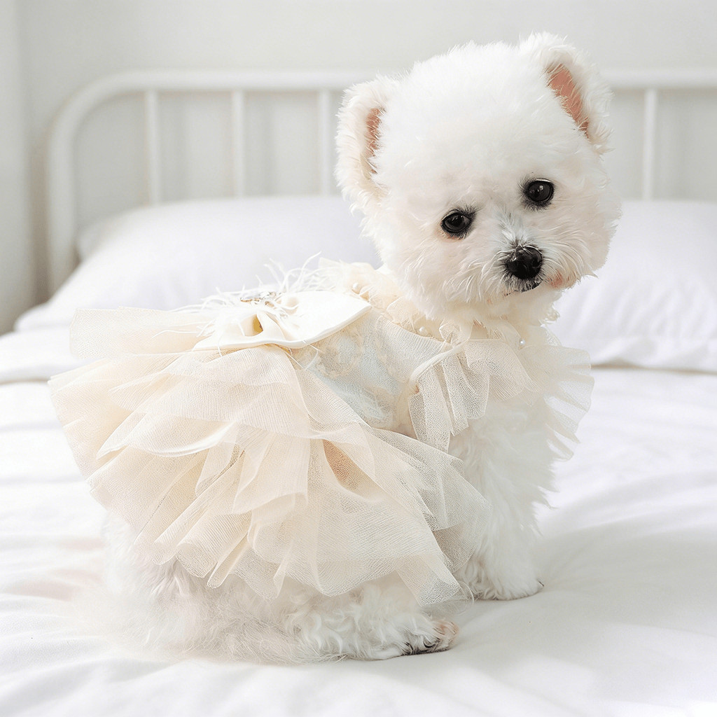 Fashion Sweet Puppy Dog Blingbling Princess Skirt Pet Lace Puff Wedding Dress, Small Dog Cat Spring Summer Multi-Layer M