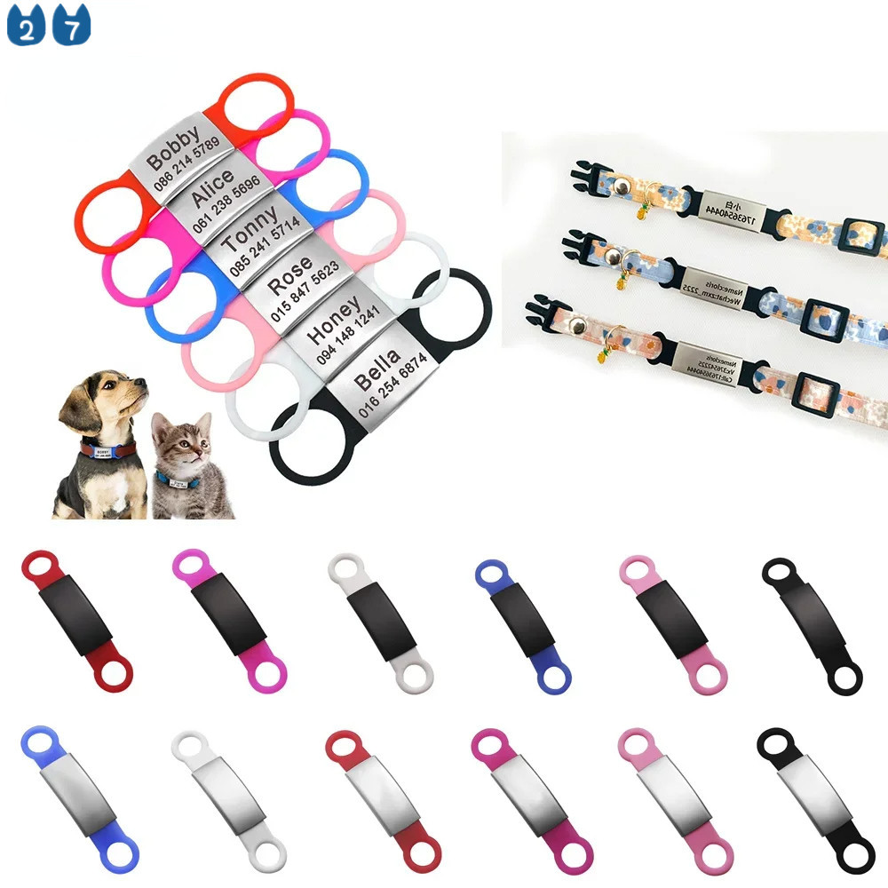 『 27Pets 』 1PC Nome Da Etiqueta DIY Tag Coleira Do Cão Personalizado Etiquetas De Gato Slide On Pet ID