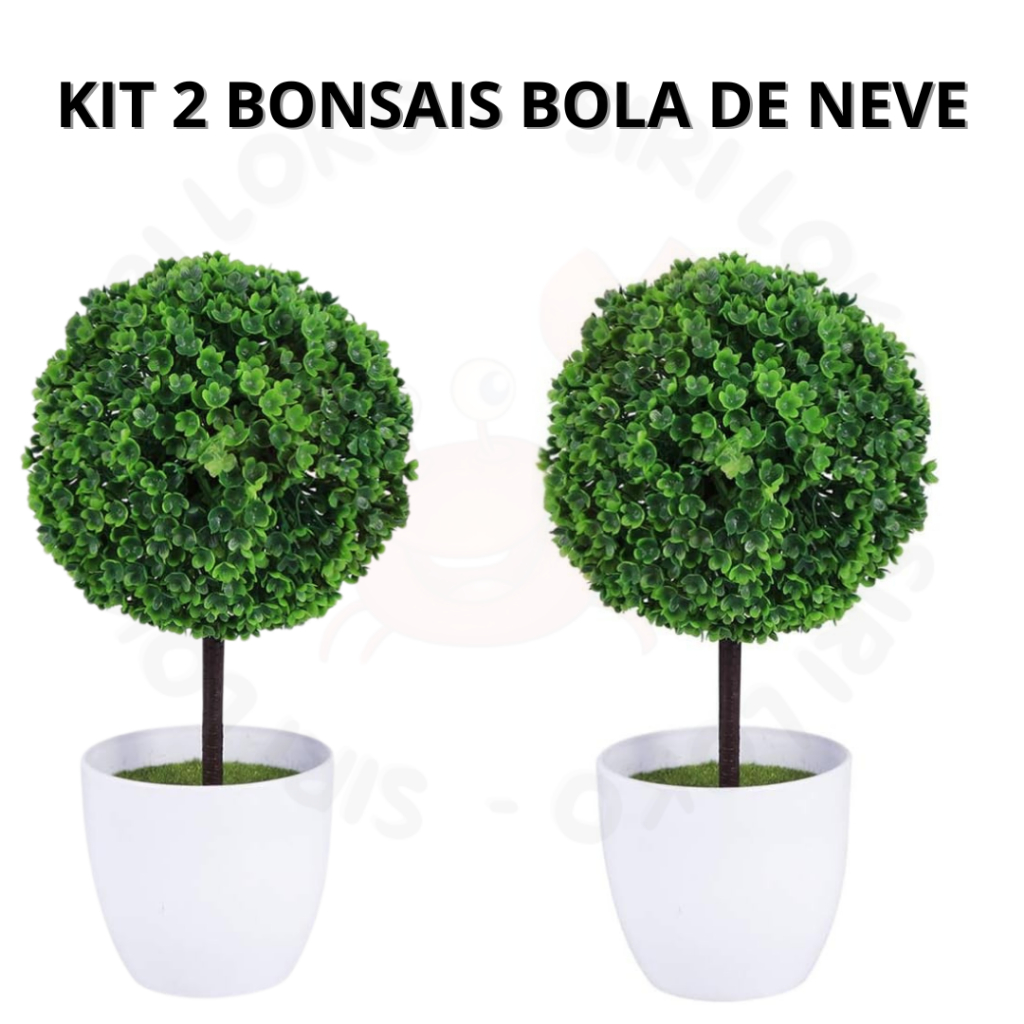 Kit 2 Bonsais Bola de Neve – Decoração Elegante Beleza, Equilíbrio e Sofisticação Artificial