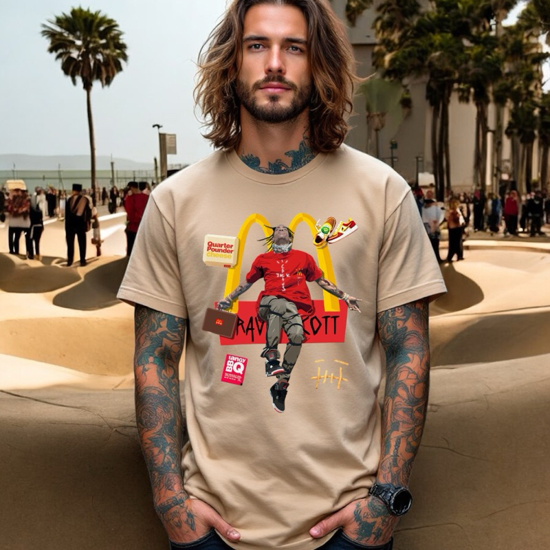 Camiseta Algodão Masculina Rapper Rap Trap Travis Scott Blusa Unissex Slim Hip Hop Música Ídolo Cantor Streetwear