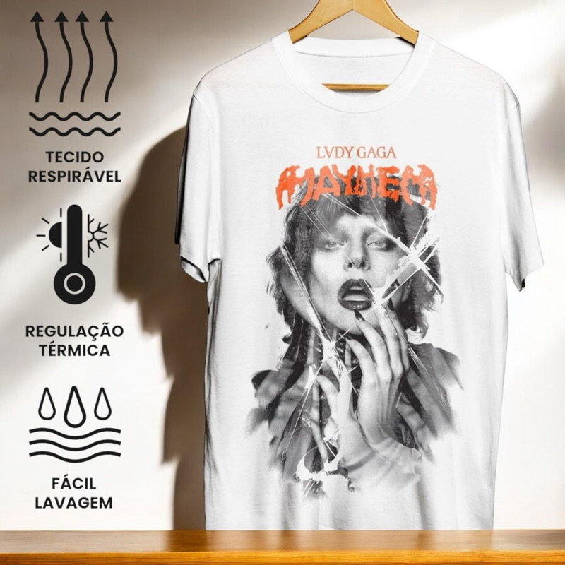 Camiseta Lady Gaga Artista Show Cantor Algodão Premium Blusa Unissex Fresca