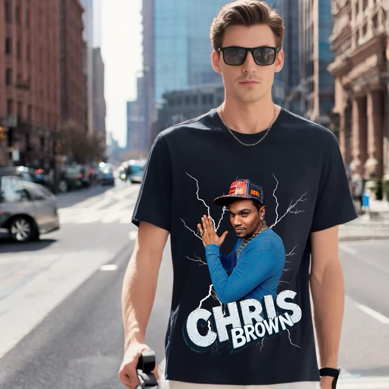 Camiseta Cantor Chris Brown Rap Pop Ídolo Blusa Algodão Unissex Homenagem Humor Comédia