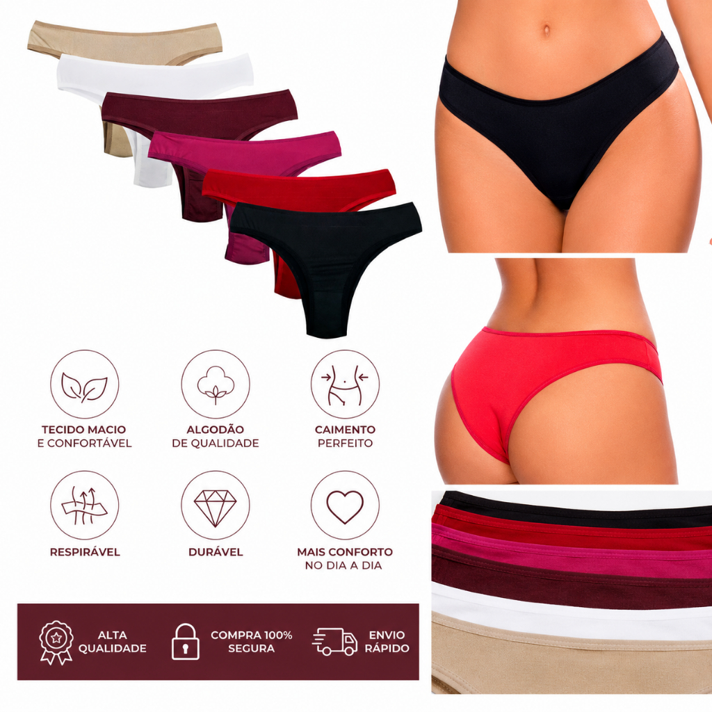 Kit 5 Calcinhas Femininas Diversas Cores,Moda Dinâmica