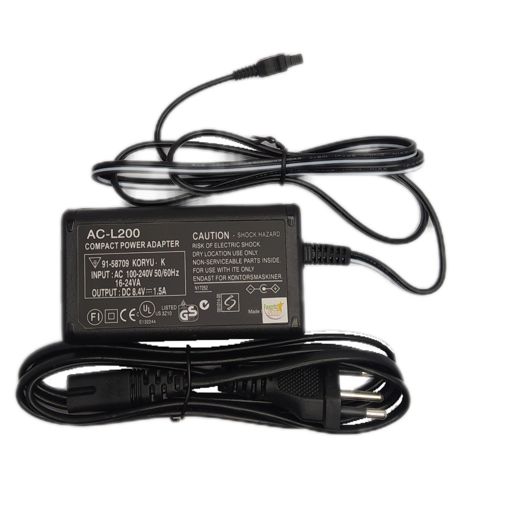 FONTE CARREGADOR COMPATIVEL AC-L200 SONY CYBER-SHOT HANDYCAM DSC-HX1 DSCHX1 DCR-DVD103 DCRDVD103 DCR-DVD105 DCR-SX40