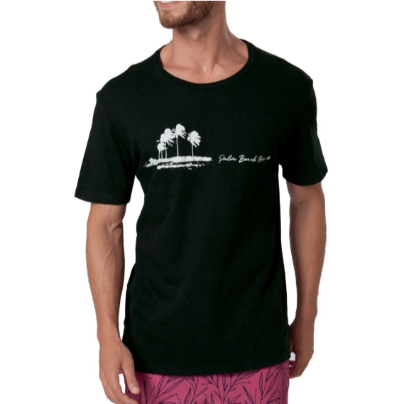 Camiseta Masculina Estampa Palm Beach Tecido Premium 100% Algodão